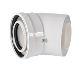 Отвод коаксиальный 45 град Ø80/125 мм Ø80 мм - ПП, Ø125 мм АЛ